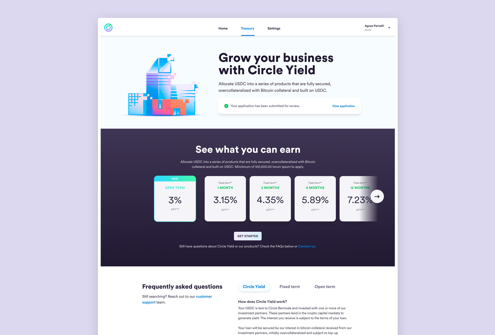 Circle Treasury Home